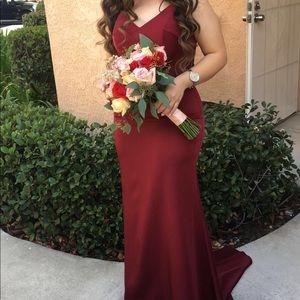 Maroon long dress mermaid style long